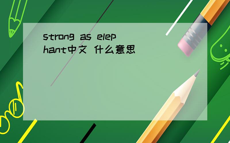 strong as elephant中文 什么意思