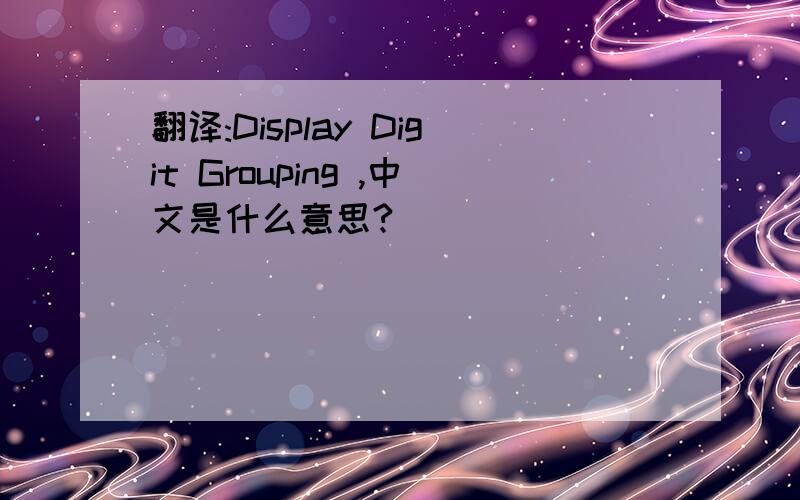 翻译:Display Digit Grouping ,中文是什么意思?
