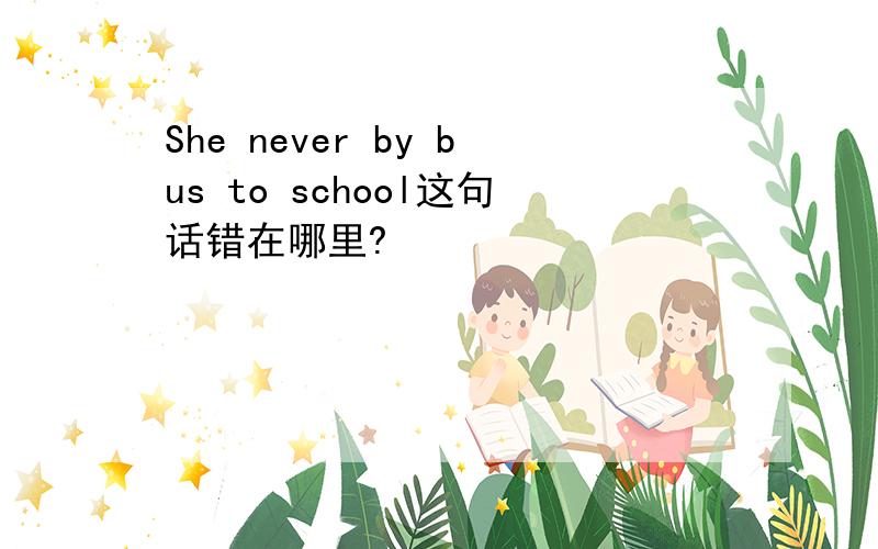 She never by bus to school这句话错在哪里?