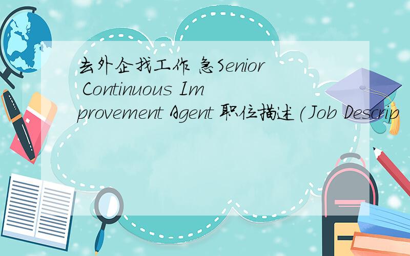 去外企找工作 急Senior Continuous Improvement Agent 职位描述(Job Descrip