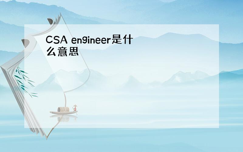 CSA engineer是什么意思