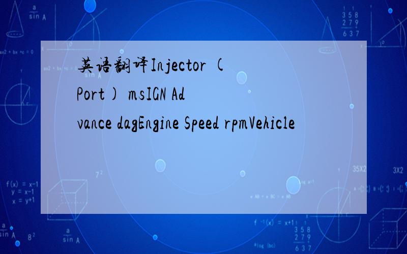 英语翻译Injector (Port) msIGN Advance dagEngine Speed rpmVehicle
