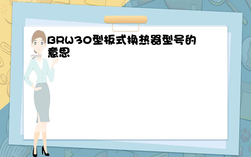 BRW30型板式换热器型号的意思