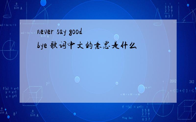 never say goodbye 歌词中文的意思是什么